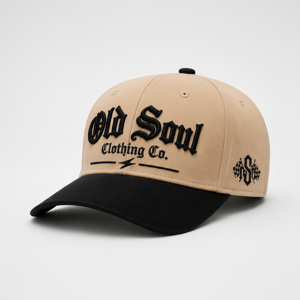 Cream Curved Bill Snap Back Hat